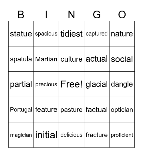 III      UNIT    14 Bingo Card