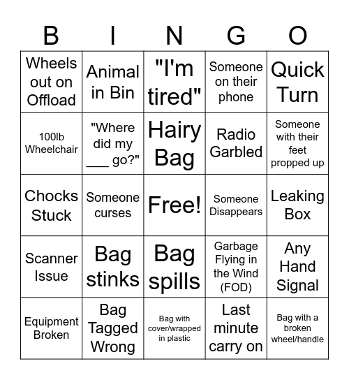 Ramp Bingo Card