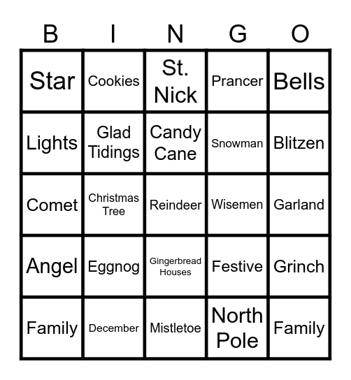 Christmas BINGO Card