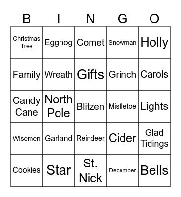 Christmas BINGO Card