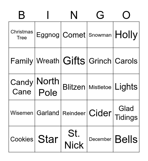 Christmas BINGO Card