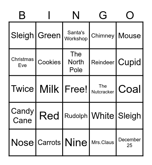 Christmas Bingo! Bingo Card