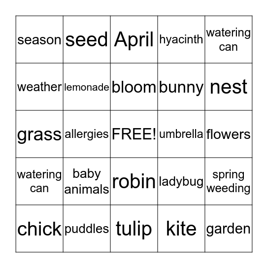 SPRING BINGO Card