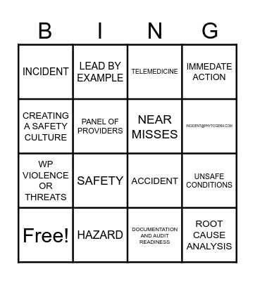SAFETY BINGO Card