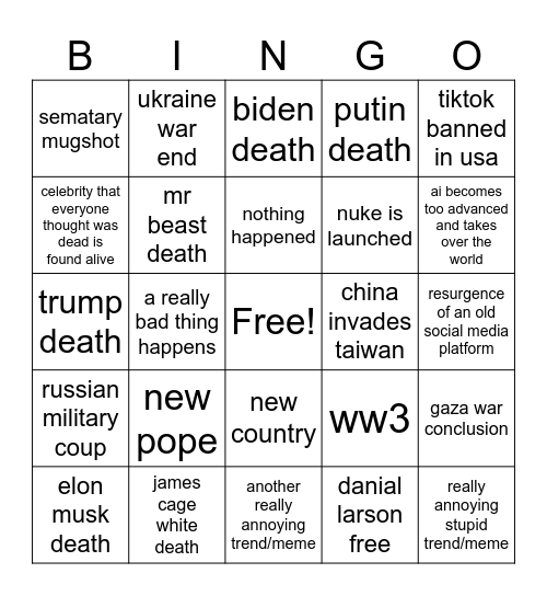 bobpilled 2025 bingo Card