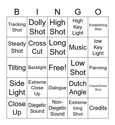 Cinematography! Bingo Card