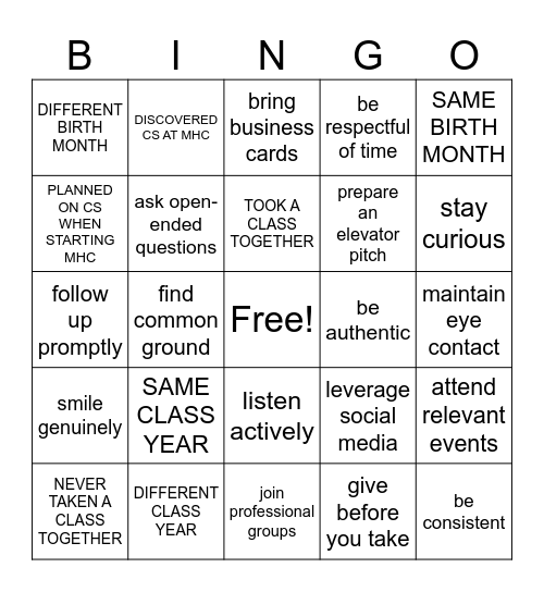 Level Up Your Networking Game Bingo Card