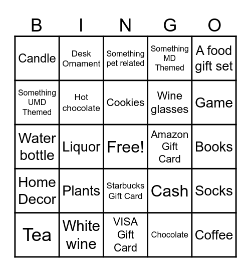 ANSC Gift Bingo Card