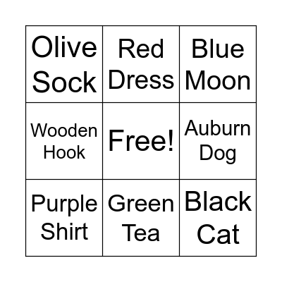Color Vowel BINGO Card