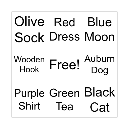 Color Vowel BINGO Card