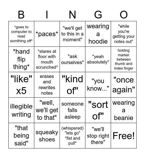 government bingo Card