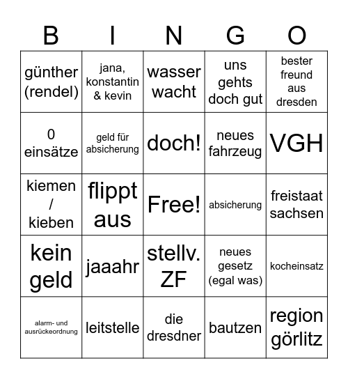 zickenschulze bingo Card