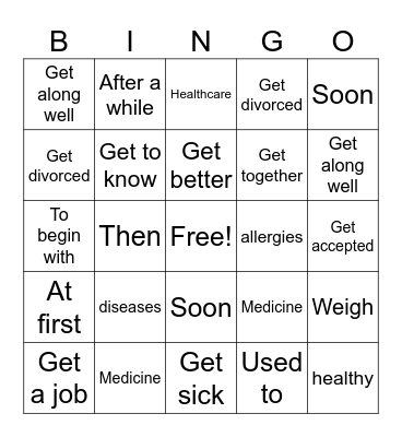 UNIT 7 VOCABULARY Bingo Card