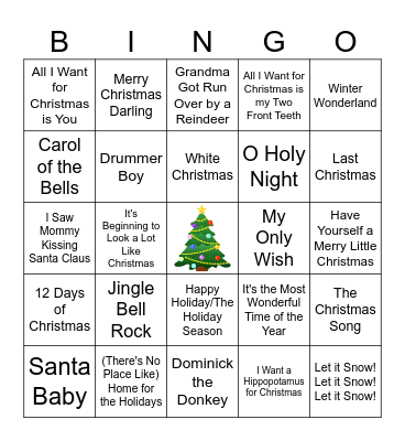 Christmas Music Bingo Card