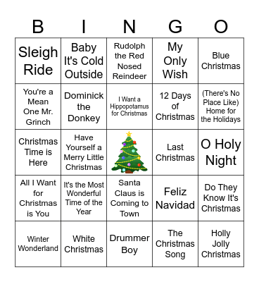 Christmas Music Bingo Card