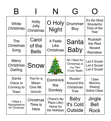 Christmas Music Bingo Card