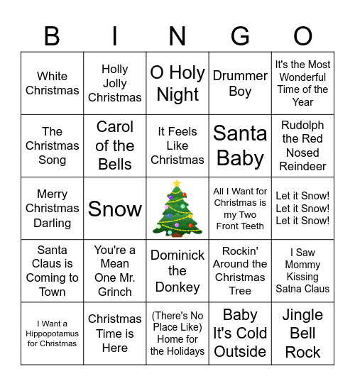 Christmas Music Bingo Card