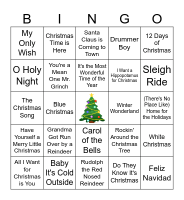 Christmas Music Bingo Card
