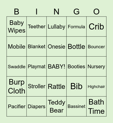 Baby Shower Bingo Card