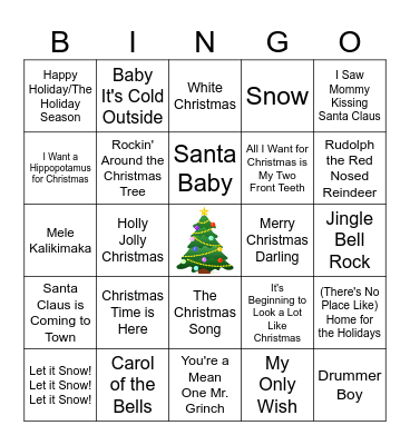 Christmas Music Bingo Card