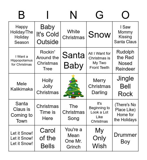 Christmas Music Bingo Card