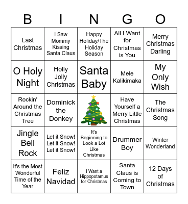 Christmas Music Bingo Card