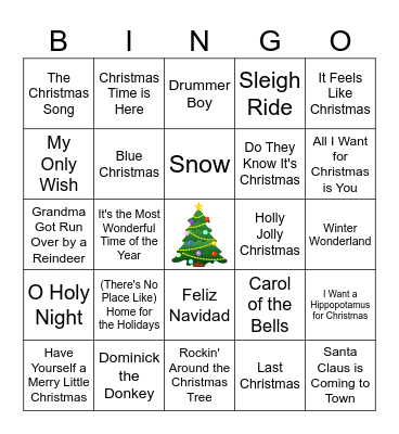 Christmas Music Bingo Card