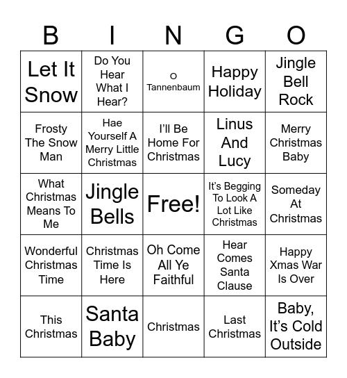 Christmas Classics Bingo Card