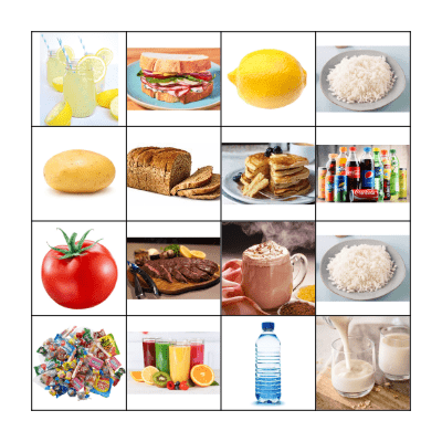 Food and Drinks Bingo Card