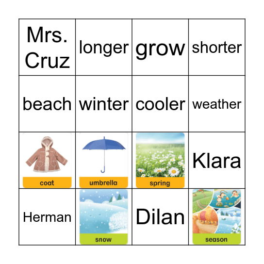 Seasons Bingo Card
