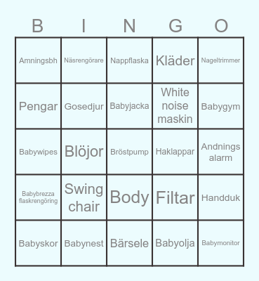 Babyshower Bingo Card