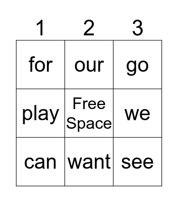 Spelling Words Bingo Card