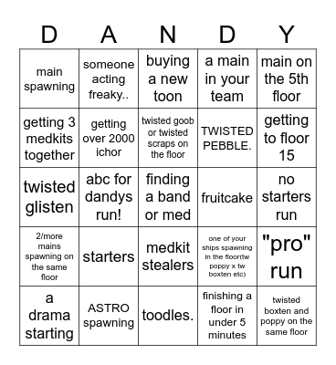Dandys world bingo Card