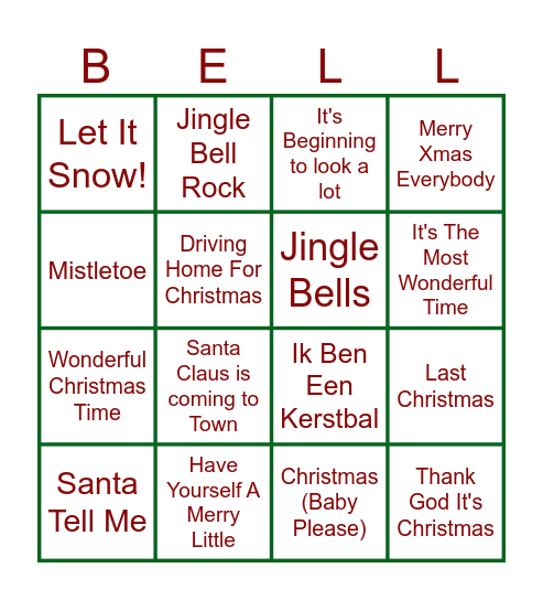 Jingle Bell Bingo Card