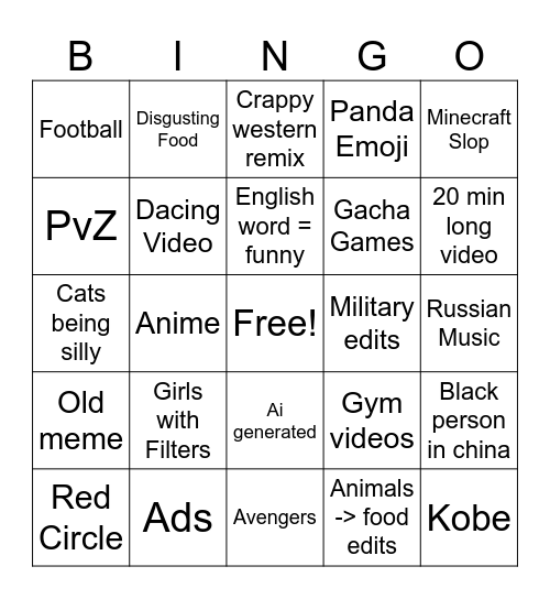 Chinese Bingo Day Bingo Card