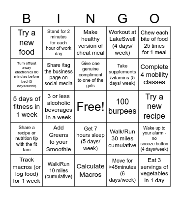 KV FIT-MAS BINGO! Bingo Card