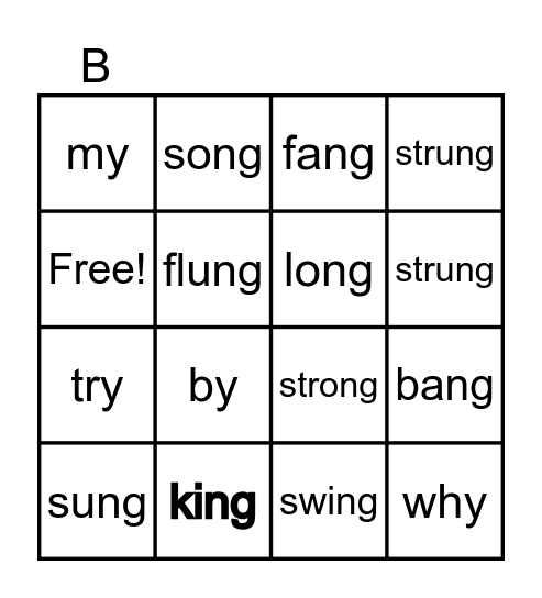 Glued Sounds Bingo Card