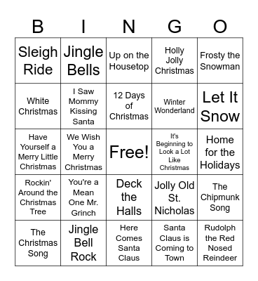Christmas Music Bingo Card