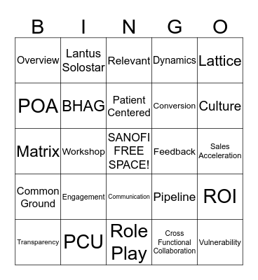 Sanofi Bingo Card