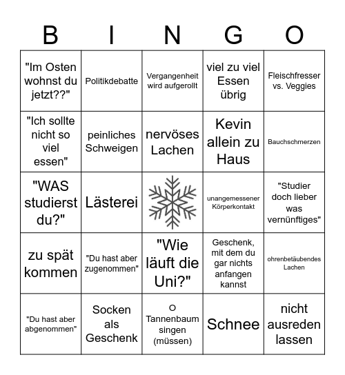 Weihnachten 2024 Bingo Card