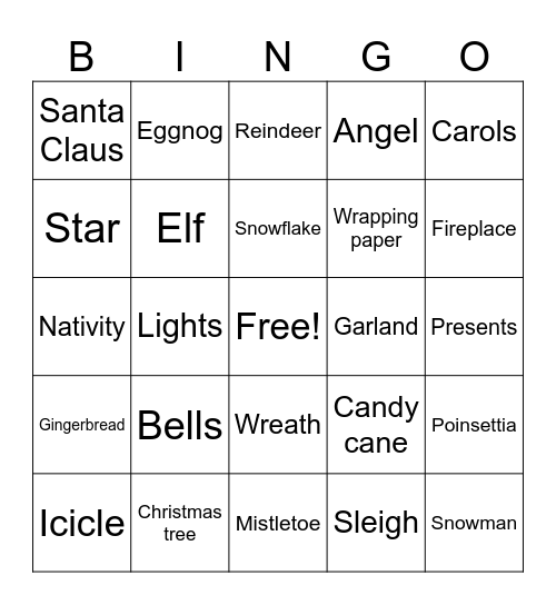 Christmas Bingo Card