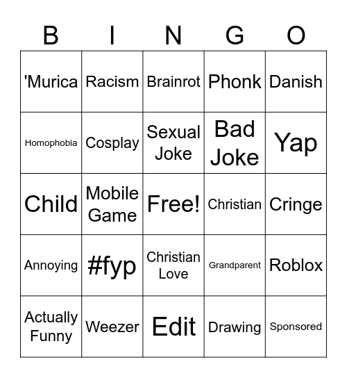 Tiktok Bingo (CAN'T MAKE IT PRIVATE) Bingo Card