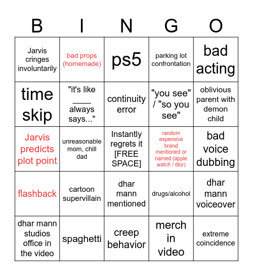 Dhar Mann Bingo v4 Bingo Card