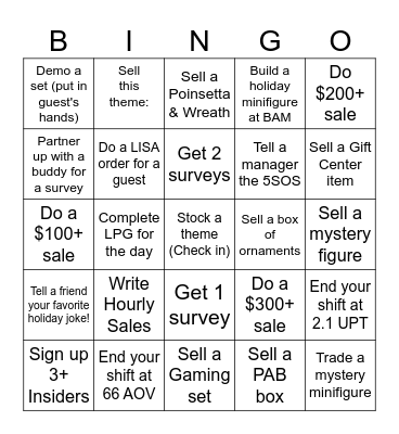 Holiday Bingo Card