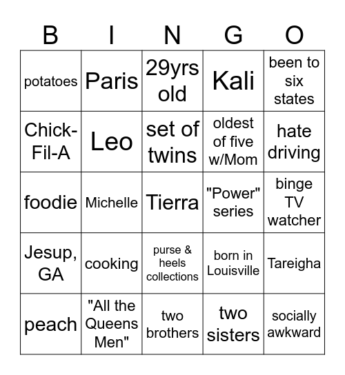 Tierra BINGO Card