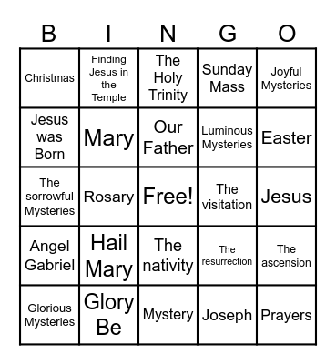 Rosary Bingo Card