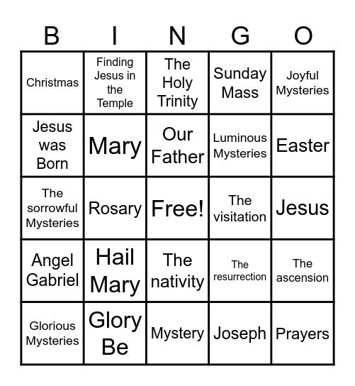 Rosary Bingo Card