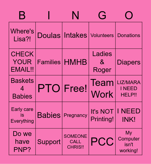 HMHB BINGO Card