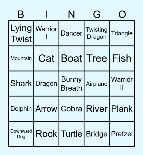 Yoga Bingo Card