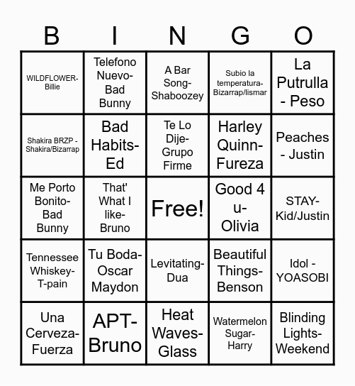 Holiday Bingo Card